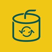 Icon wastewater recycling bioreactor on yellow background
